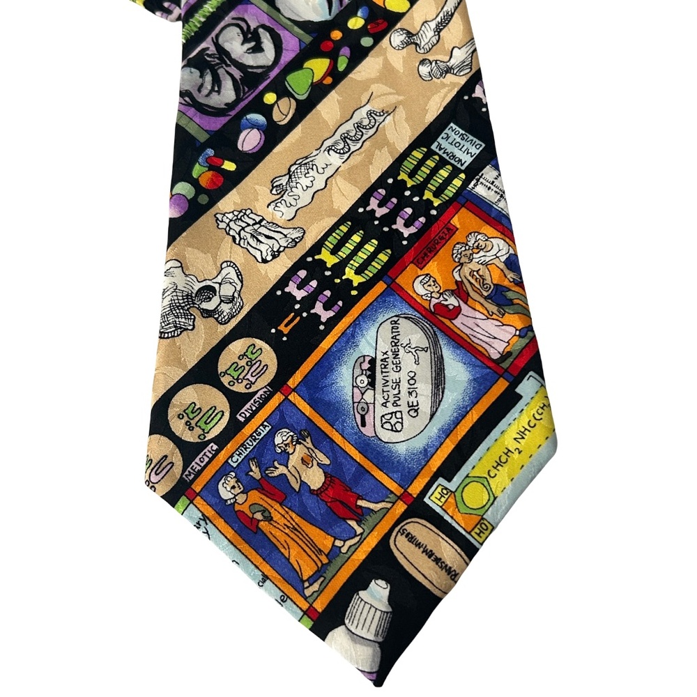 Nicole Miller Neck Tie Hand Sewn Novelty Medical Doctor Graphics Vintage NWOT - Picture 7 of 14